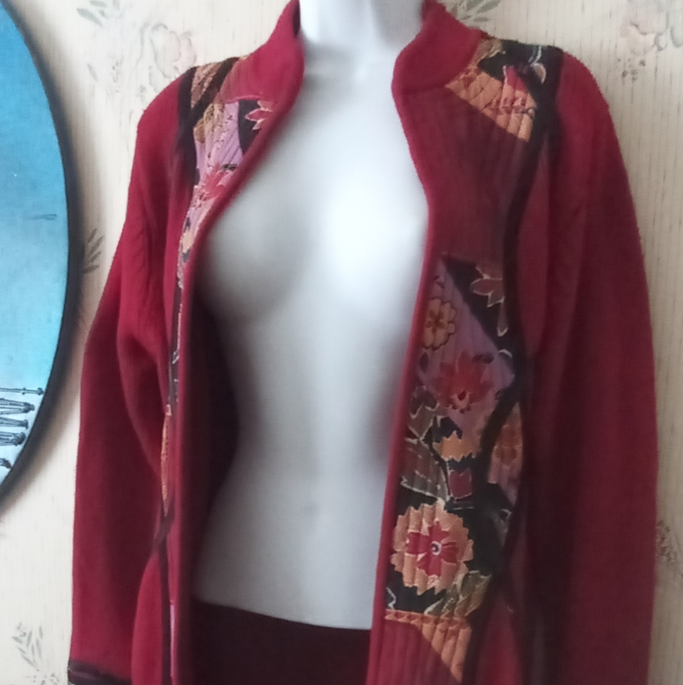 Koos of course cardigan sweeter jacket (Xs )silk wool floral embroidery art - Picture 3 of 8